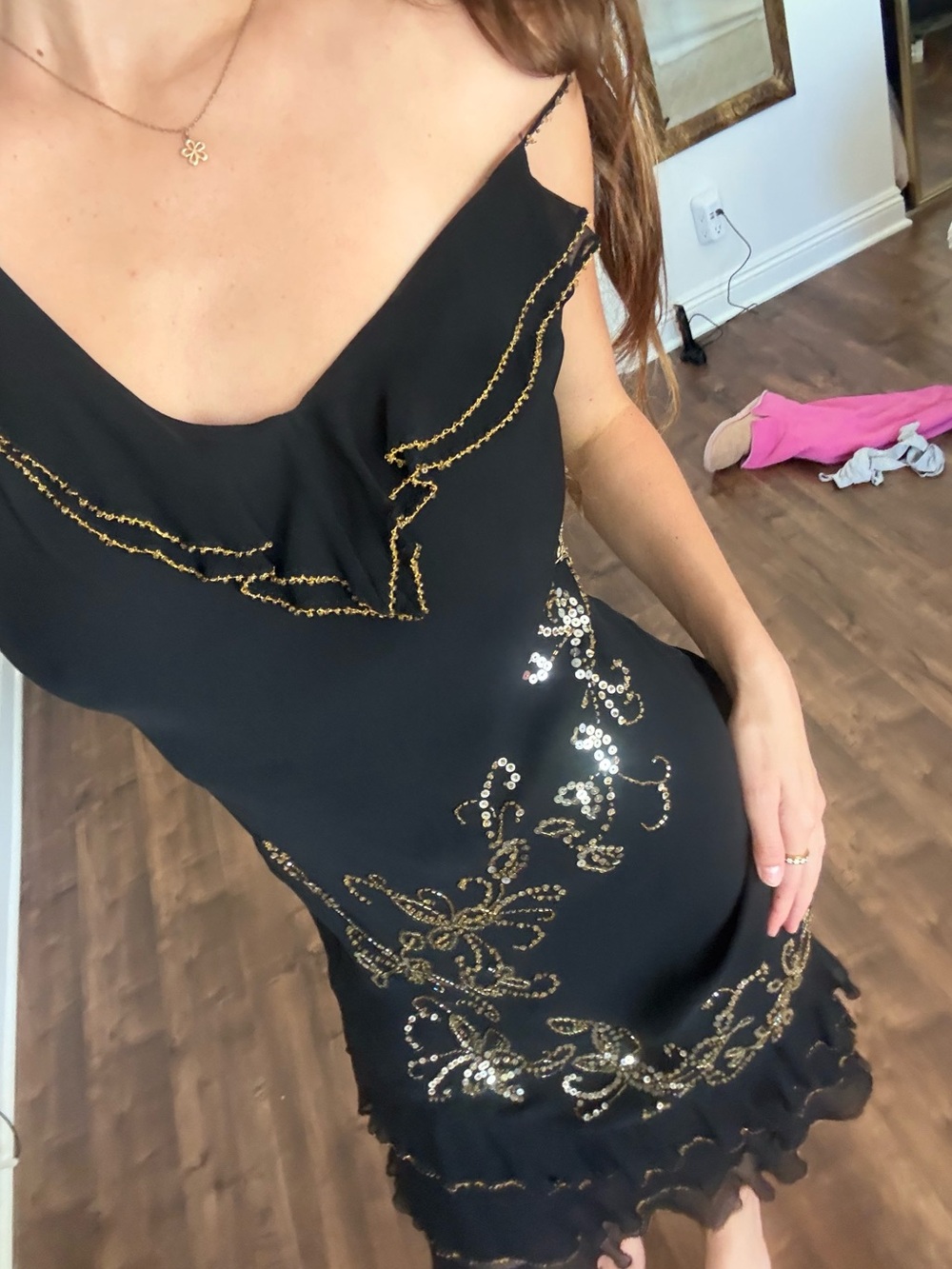 ECI silk black and gold beaded fairy dress